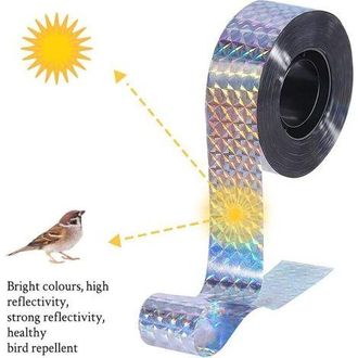 OEM Nastro Olografico Biadesivo Repellente Per Uccelli - 2 Rotoli Da 100 M &times; 2,4 Cm - Efficace Deterrente Contro Piccioni E Uccelli