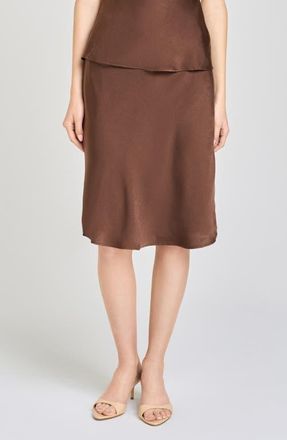 Wayf Felicity Satin Slip Skirt in Chocolate at Nordstrom, Size X-Large