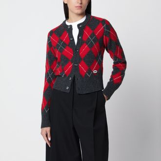 Ami Cardigan Motivo Argyle rosso/grigio in lana