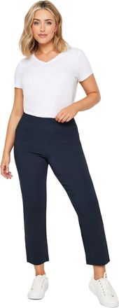 M&Co Womens Navy Straight Leg Elasticated Bengaline Trousers - Womens