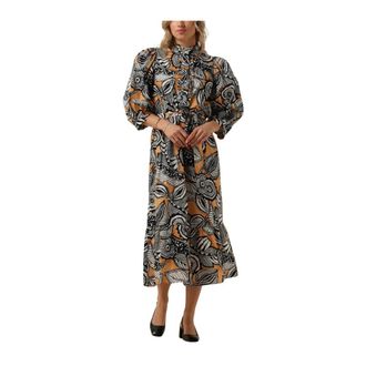 Kudibal Copenhagen Elegante Bruine Midi Jurk - Dames - Casual kleedjes - Veelkleurig - S - Kleedjes