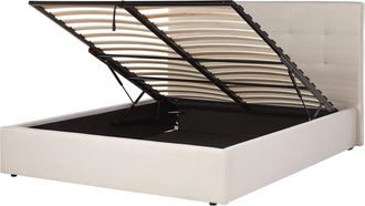 Beliani Cama Con Almacenaje De Tela Beige 160 X 200 Cm Moderno Lorient