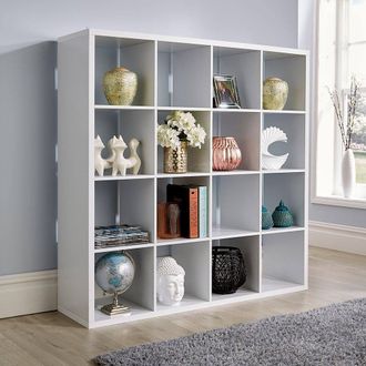 Home Source Industries Cube Plus 16 Bookcase Shelving Storage Unit in White