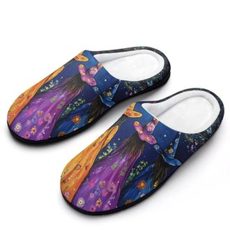 Generic Witches in Moon Mens House Slippers Memory Foam Washable Cotton Slip on Home Shoes