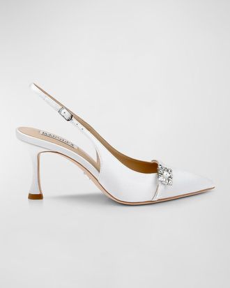 Badgley Mischka Annmarie Glitter Buckle Slingback Pumps