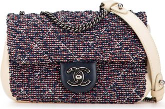 Chanel Pre-owned Womens Classic Flap Bag Tweed Style - Navy Textile - One Size