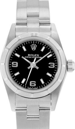 Rolex Pre-owned Rolex Oyster Perpetual 26 Automatic Chronometer Black Dial Mens Watch 76030 BKSO