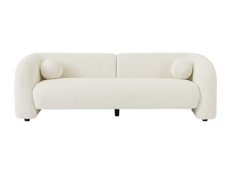 VENTE-UNIQUE.COM Sof&aacute; fijo poli&eacute;ster 3 plazas marfil 226x86cm