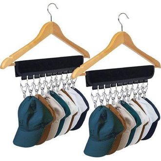 OEM Juego De 2 Soportes Para Gorras De B&eacute;isbol Con 10 Clips De Acero Inoxidable - Jinfgerne - Organizador Y Expositor De Almacenamiento, Negro, Ideal Para