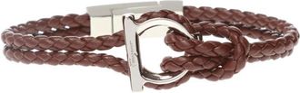 Ferragamo Gancini Geweven Armband - Heren - Armbanden - Bruin - ONE Size - Leer - Accessoires