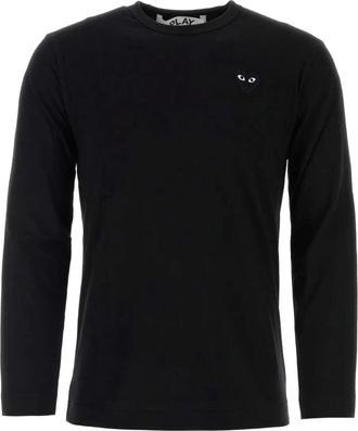 Comme Des Gar&ccedil;ons long-sleeve heart logo T-shirt - Nero