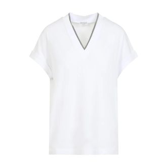Brunello Cucinelli Dames, Tops, Wit, Maat: S Katoen