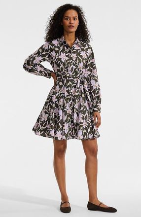 Lands End Poplin Button Front Dress with Godets in Forest Moss Tropic Floral at Nordstrom, Size X-Large P