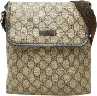 Gucci Pre-owned GG Supreme Shoulder Bag - Dames - Vintage Schoudertas - Beige - ONE Size - Leer - Vintage