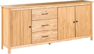 Beliani Aparador Escandinavo Con Estantes Y Cajones De Madera Sala De Estar Marr&oacute;n Claro Leonora