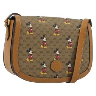 Gucci Pre-owned Micro Small GG Canvas Shoulder Bag - Dames - Pre-owned - Bruin - Maat: ONE Size Leer