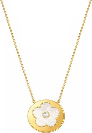 Gabi Rielle Flower Disc Pendant Necklace in Gold/pearl at Nordstrom Rack, Size 14