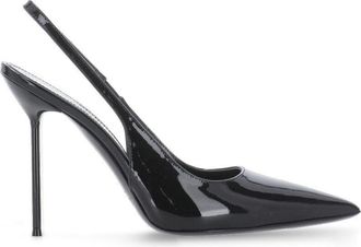 PARIS TEXAS Black Arrow Toe Patent Slingback