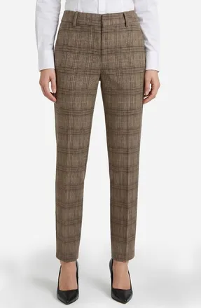 Liverpool L.A. Kelsey Plaid Tapered Leg Pants in Driftwood/multi Glen Plaid at Nordstrom, Size 16