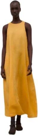 Ecoalf Ukara Dress - Dames - Maxi kleedjes - Geel - L - Linnen - Kleedjes