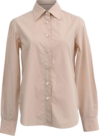 Maison Margiela Button-Down Long Sleeve Shirt in Beige Cotton