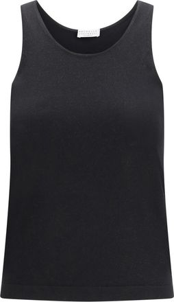 Brunello Cucinelli Black Round Neck Tank Top