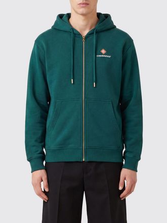 Casablanca Felpa con cappuccio e zip in cotone organico con logo a contrasto