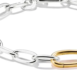 Thomas Sabo bracciale charm bicolore con maglia di collegamento in argento, argento, oro