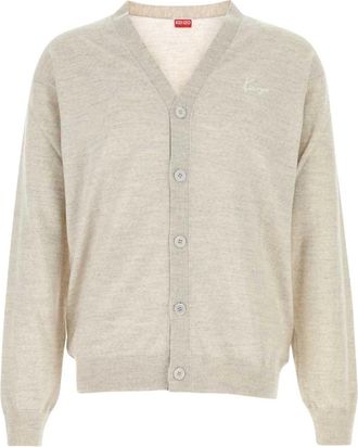 Kenzo Signature Cardigan - Heren - Vesten - Grijs - L - Wol - Truien & Vesten
