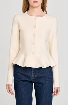 Wayf Brooklyn Peplum Cardigan in Cream at Nordstrom Rack, Size Large