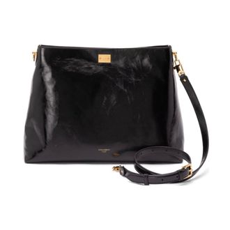 Dolce & Gabbana Large Vittoria Calfskin Shoulder Bag - female - Dolce & Gabbana - Shoulder Bags - Black - ONE SIZE - Bags