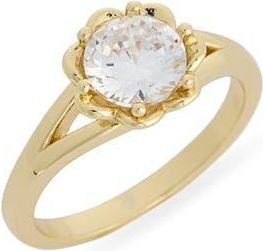 Covet Cubic Zirconia Flower Ring in Clear /Gold at Nordstrom Rack, Size 6