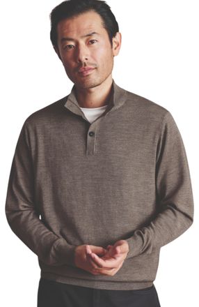 CHARLES TYRWHITT Pure Merino Button Neck Sweater