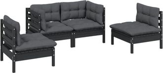 vidaXL Juego De Muebles De Jard&iacute;n 4 Pzas Y Cojines Madera Maciza Pino Vidaxl