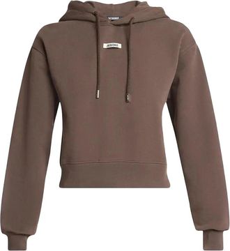 Jacquemus Womens Gros Grain Le Hoodie, Dark Brown