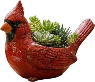 OEM Bonita Maceta De Resina Con Forma De P&aacute;jaro Rojo Para