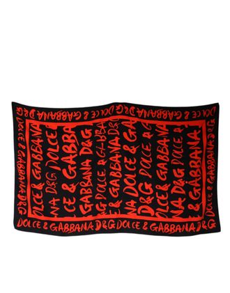 Dolce & Gabbana Womens Black Red Logo Print Cotton Beach Towel And Accessory