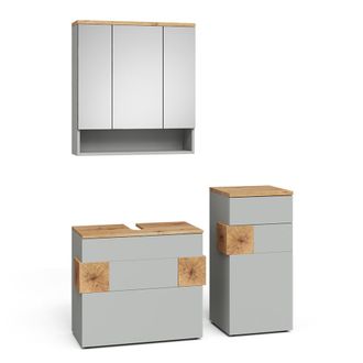 Vicco Conjunto De Muebles De Ba&ntilde;o De 3 Piezas Eden, Gris/artisan, 3 Partes, Vicco