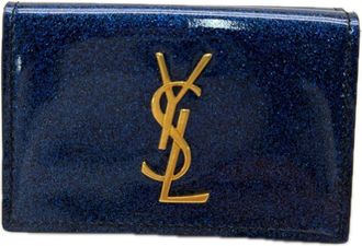 Saint Laurent Blue Patent Leather Wallet (Tri-Fold) (Pre-Owned)