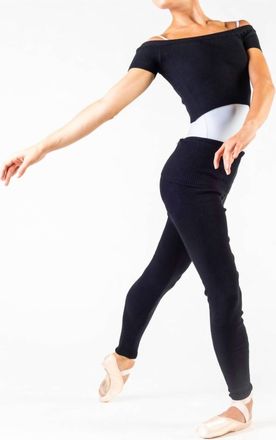 Capezio Ribbed Knit Cropped Sweater In Black