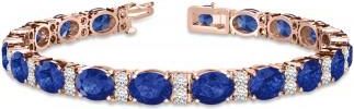 Allurez Lab Diamond & Oval Cut Sapphire Tennis Bracelet 14k Rose Gold (13.62ctw)