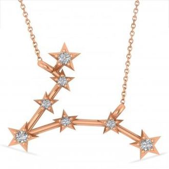 Allurez Diamond Pisces Zodiac Constellation Star Necklace 14k Rose Gold (0.10 ct)