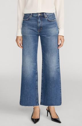 Frame Denim The Swing High Waist Crop Wide Leg Jeans in Lucky Raw After at Nordstrom, Size 27