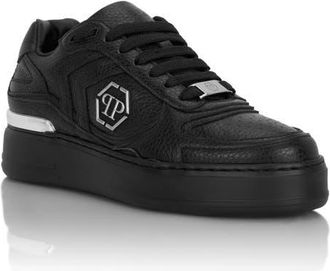 Philipp Plein Low-Top Pit-$Top Deer Leather Unisex in Black at Nordstrom, Size 41