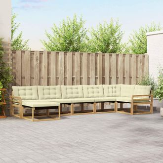 vidaXL Vidaxl Set Di Divani Da Esterno 7 Pz Bianco E Crema