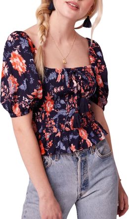 B.O.G. Collective Floral Fanatic Blouse In Blue/red