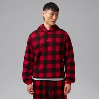 Nike Jordan Mens Jordan Brooklyn Brushed Fleece Pullover Hoodie in Red | IM9822-687
