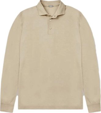 Zanone Polo Shirt met drie knopen - Heren - Polos - Beige - L - Tops