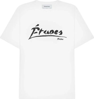 Études Studio Tops, Heren, Wit, S, Katoen, Organisch Katoen Handtekening Logo T-shirt