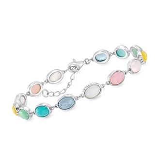 Ross-Simons Pastel Multi-Gemstone Bracelet in Sterling Silver
